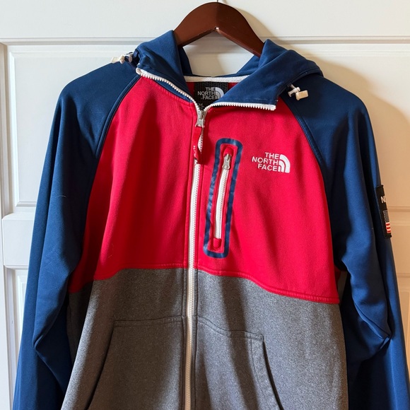 The North Face Red Blue Colorblock Sochi RU14 Olympics Hoodie Jacket Large - Picture 3 of 9